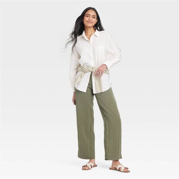 A new day Women's Olive Green straight -Leg Pants high rise size 6 - Picture 3 of 4
